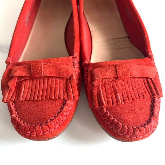 J.CREW Suede Bow Moccasins Size 6 Flats Orange - Picture 3 of 8